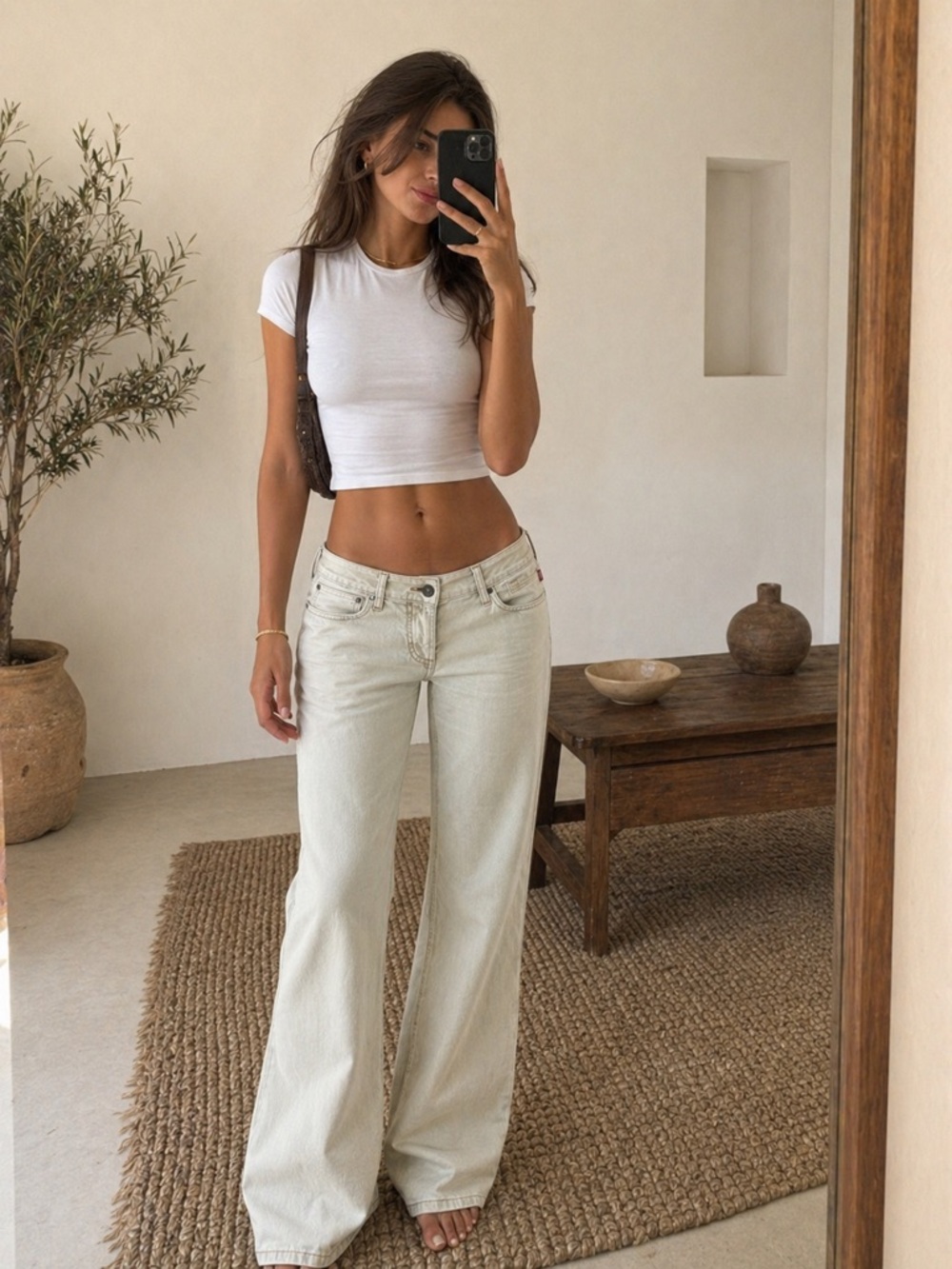Abercrombie and Fitch Vintage Low Rise Corduroy Pants Cream Wide Leg Y2K Sz 6